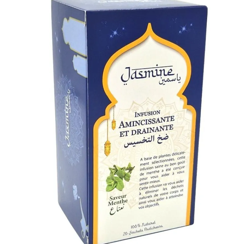 Panier Express Infusion Drainante et Amincissante | à la menthe | 20 sachets x 1.5g | Jasmine Store