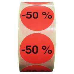 Panier Express Stickers promotionnel adhésif | -50% | Autocollant soldes | Rouleau de 1000 étiquettes Store