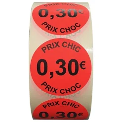 Panier Express Stickers promotionnel adhésif | 0,30€ | Autocollant soldes | Rouleau de 1000 étiquettes Hot